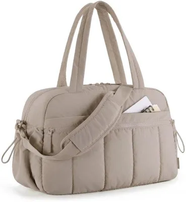Produktbild von Sporttas für Frauen, Reisegepäck mit wasserdichten Taschen, leichte Reisegepäcktasche, große Aufbewahrungskapazität, tragbar - Kamelfarbe