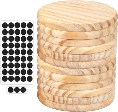 Obrázok produktu pre Drevené podložky pod poháre, okrúhle, 12 ks, prémiová kvalita