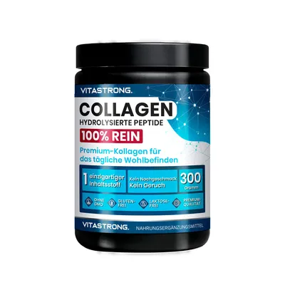 Produktbild von Vitastrong Kollagenpulver 300g – 100% Reines Typ I & III, Unflavored, Glutenfrei, Laktosefrei, Frei von GVO – Haut, Gelenke, Haare & Nägel