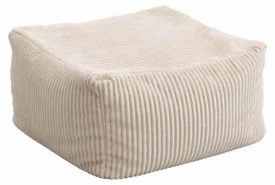 Image de HOME DELUXE - Pouf Cozy - Tissu : velours côtelé, couleur : beige - Dimensions : 44 x 44 x 25 cm, rembourrage inclus I Sièges Poufs Bean Bag