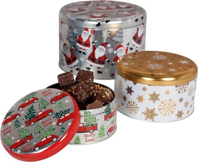 Produktbild von Weihnachts-Metalldosen-Set rund 4-teilig