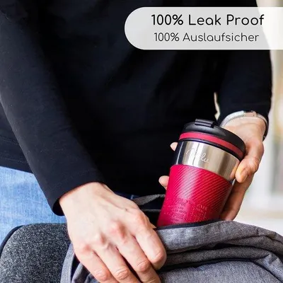 Image de étanche - mug isotherme, mug à emporter, mug en acier inoxydable - mug de voiture à double paroi isolante – mugs de voyage – 210 ml