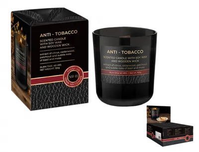 Image de Bougie parfumée en verre ANTI TABAC 150 g