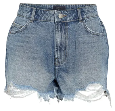 Produktbild von NOISY MAY Denimshorts Reißverschluss Hohe Taille Unifarben Stilvoll Größe: XS