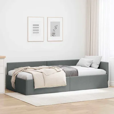 Produktbild von Maison Exclusive - Eckbettgestell mit Kopfteil Dunkelgrau 90 cm x 200 cm Stoff