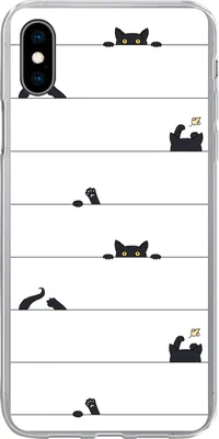 Produktbild von MuchoWow® Handyhülle Schutzhülle Hülle für Telefoonhoesje iPhone Xs Katze - Muster - Maus - Jungen - Mädchen - Kinder - Kinder Silikon Softcase Handy Hülle - Handytasche