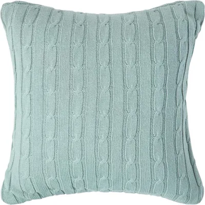 Produktbild von HOMESCAPES Zopfmuster-Kissenbezug in Blau, 100% Baumwolle, 45 x 45 cm