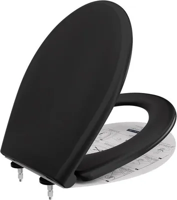Immagine prodotto di Sedile WC universale con chiusura ammortizzata - Antibatterico - Nero - Plastica