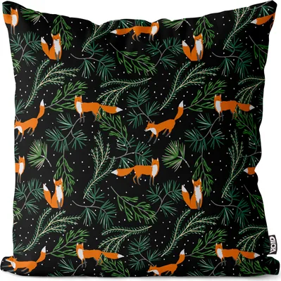 Produktbild von VOID Fuchs Wald Schnee schwarz Kissenbezug Kissenhülle Sofakissen Kissen Deko Outdoor-Kissen Dekokissen