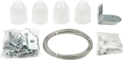 Produktbild von sunprotect 12502 Montage-Set für Seilspann-Markise / Sonnensegel / Sonnenschutz für Pergola Wintergarten Terrasse, silber/weiß, 37-teilig (1 Set)