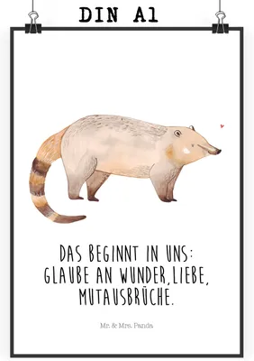 Produktbild von Mr. & Mrs. Panda Bild Nasenbär DIN A1 - Weiß - Geschenk, Lustige Sprüche, Rüsselbär, wanddeko, kunstdruck poster, drucke, Wandbild, Nasenbären, Plakat, Bär