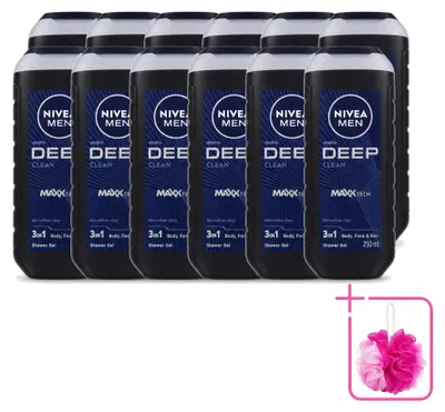 Obrázek produktu pro 12 kusů sprchového gelu Nivea Men Deep Clean - 250 ml - výhodná balení