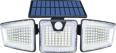 Zdjęcie produktu dla Solar Super Bright LED Sensor Wall Light Zewnętrzna potrójna lampa ścienna Patio IP67 Wodoodporna Regulowany kąt Oświetlenie z trzech stron