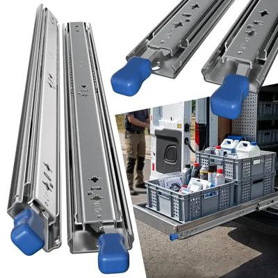 Immagine prodotto di ISOISL, 4 binari scorrevoli per cassetti ad alta capacità, lunghezza 800 mm, con sistema di blocco, estrazione completa, larghezza 53 mm