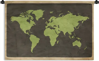 Produktbild von MuchoWow® Wandteppich Wandbehang Weltkarte - Grün - Vintage 60x40 cm Tapisserie Dekoration Wandtuch - Wanddekorationen