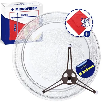 Image de Plaque universelle pour four à micro-ondes, avec chiffon en microfibre et support
