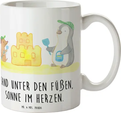 Produktbild von Mr. & Mrs. Panda Kaffeebecher Sommer Meer Strand - Weiß - Geschenk, Winter, Natur, Urlaub Am, Küste, Pott, Teetasse, Kaffeetasse, Küstenurlaub, Strandurlaub, Motive