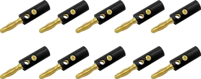 Produktbild von 10x ARLI Bananenstecker schwarz vergoldet bis 4 mm² Lautsprecherkabel