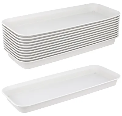Image de 12 sous-pots rectangulaires - en plastique, 39,5 x 17 x 3 cm - Pour intérieur et extérieur