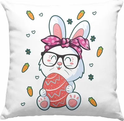 Produktbild von Trendation - Deko-Kissen mit Füllung 40x40 Ostern Ostergeschenke Kinder Jugendliche Geschenke Lustige Grafik Osterhase Osterei Nerd Hase (Grau)