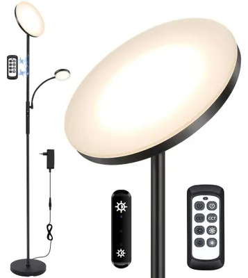Produktbild von Moderne Lampe - LED Stehlampe - Rundes Design - Schwenkbarer Lampenkopf - Für Wohnzimmer und Schlafzimmer - Innenbeleuchtung - Mit Leuchtmittel