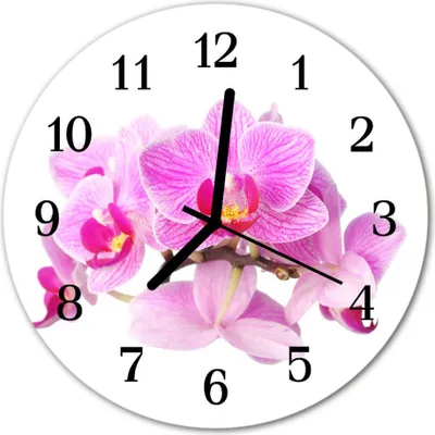 Produktbild von Glasuhr Wanduhr Küchenuhr Echt-Glas 30fi cm Orchideen rosa