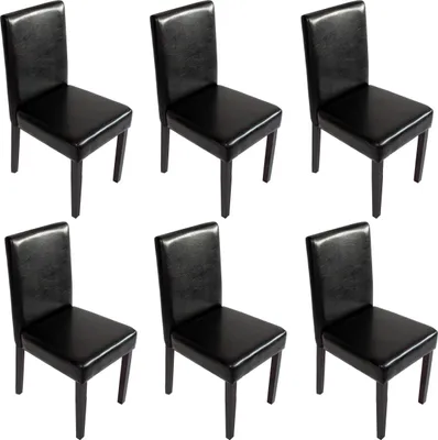 Produktbild von 6er-Set Esszimmerstuhl Stuhl Küchenstuhl klassisch und zeitlos  | HxBxT 90x43x56cm | Sitzhöhe 45cm |  Kunstleder  |  dunkle Beine |  Schwarz