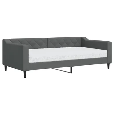 Immagine prodotto di vidaXL Letto da giorno con materasso grigio scuro 90x190 cm in tessuto