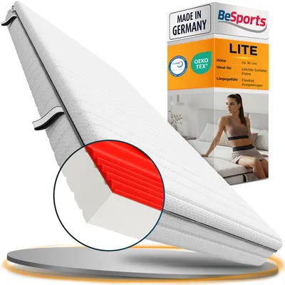 Produktbild von LITE Matratze 7-Zonen 140x200 cm, ergonomische Kaltschaummatratze H2/H3, hohe Punktelastizität, atmungsaktiv, Bezug waschbar,  Standard 100