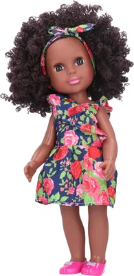 Produktbild von Exquisite afrikanische schwarze Mädchen Puppe lebensechte Chidren süße Afro-Kid-Rollenspiel Spielzeuggeschenk14-155