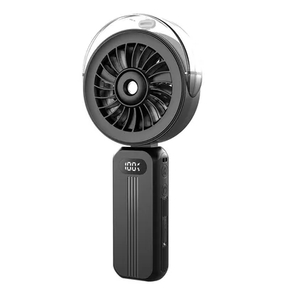Produktbild von Handventilator mit Wasserkühlung, tragbarer USB-Akkuventilator, 4 Stufen, 4000 mAh Powerbank, bis 12 Std. Laufzeit, Taschenventilator, Schwarz
