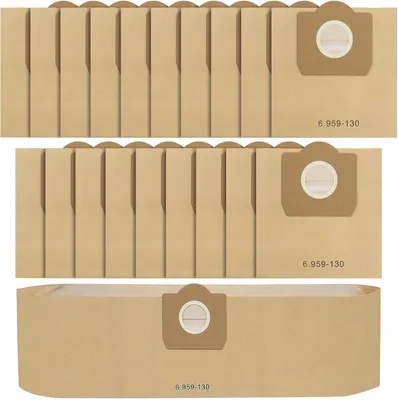 Produktbild von 20 Stück WD3 Staubsaugerbeutel für Kärcher 6.959-130.0, Papier filterbeutel für WD3, 1629-800.0, MV3, A2201/2204/2504/2554/2251/2604 Kärcher WD3 Beutel Staubsauger Papierbeutel