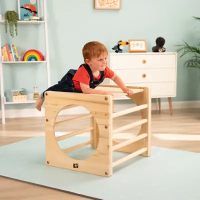 Obrázok produktu pre TP Toys Aktívna drevená indoorová lezecká kocka pre deti prírodná 52 x 60 x 52 cm (D x Š x V)