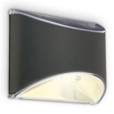 Image de Applique murale solaire LED 100x80x50mm rectangulaire 4xLED lumière blanche chaude capteur crépusculaire IP44 anthracite lampe extérieure jardin entrée