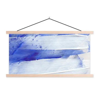 Produktbild von MuchoWow® Textilposter Farbe - Design - Blau 60x30 cm mit holzfarbenen Rahmen - Dekoration