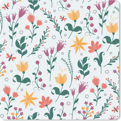 Produktbild von MuchoWow® Mauspad Mousepad Muster - Blumen - Blätter 30x30 cm - Mousepads - Maus Mat - Pad - Mausunterlage - Gaming