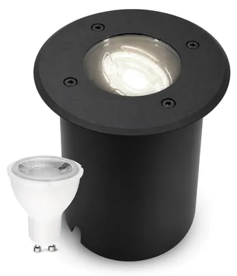 Produktbild von SSC-LUXon JUAVI Bodenleuchte Einbau aussen schwarz IP67 schwenkbar - Außenleuchte Garten Boden mit GU10 LED neutralweiß 3W befahrbar