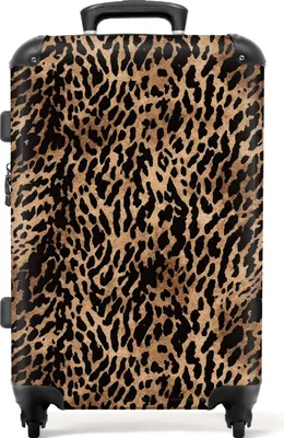 Produktbild von NoBoringSuitcases.com® Großer Koffer - Pantherdruck - Braun - Design - Tierdruck - Kombinationsschloss TSA - Hartschalen Trolley 4 Rollen - 72 liter - Reisekoffer - 66 cmKoffer Mittelgroß 67x43x25 cm, 72L,