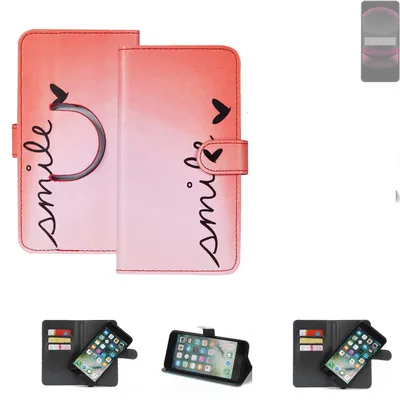 Produktbild von K-S-Trade Schutzhülle Handyhülle kompatibel mit Sharp Aquos R8s Pro Hülle cover bookstyle Etui ''smile'' rot Standfunktion Kameraschutz (1Stk)