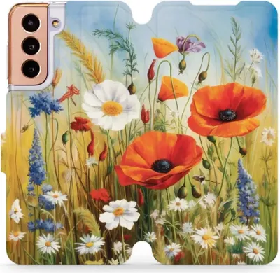 Produktbild von Handyhülle mit klappe für Galaxy S21, Mobiwear Book, Wiesenblumen