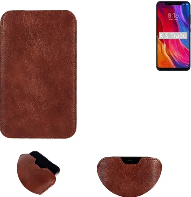 Produktbild von K-S-Trade Schutzhülle Handyhülle kompatibel mit Xiaomi Mi 8 Screen Handytasche Kunstleder Sleeve in braun