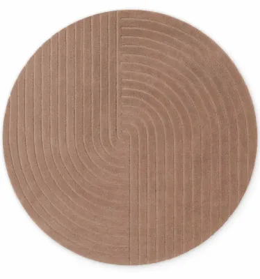 Productafbeelding van Vikosa wollen vloerkleed, rond, Arcura, effen kleur, boogdesign, beige - diameter 200 cm