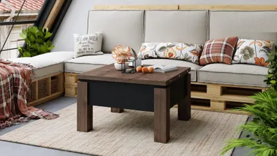 Produktbild von Design Couchtisch Tisch Oslo höhenverstellbar 49 / 76cm aufklappbar 80 / 160cm Esstisch