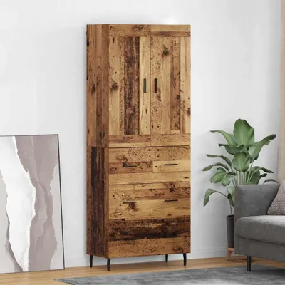 Zdjęcie produktu dla VidaXL Wysoka szafka, 2 sztuki, drewno z odzysku, 69,5 x 34 x 180 cm, płyta wiórowa