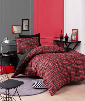 Produktbild von L'Essentiel Linge de Maison, Iskoç - Red, Einzelbettbezug-Set (FR), 65 % BAUMWOLLE / 35 % POLYESTER, Rot, 140 x 200 cm