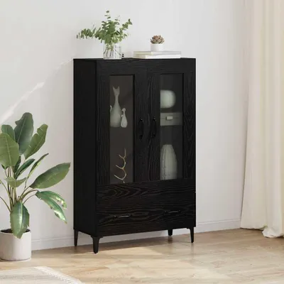 Image de Meuble haut vidaXL, noir, imitation chêne, 70 x 31 x 115 cm