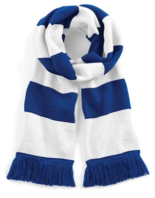 Image de Écharpe unie Beechfield, rayée, pour adultes FK1554 (taille unique) (bleu roi vif/blanc)