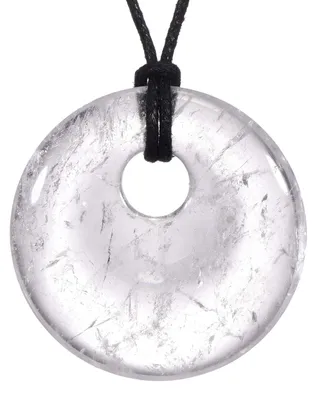 Productafbeelding van Morella damesketting, 80 cm lang, met een ronde edelsteen hanger van bergkristal, geleverd in een fluwelen zakje