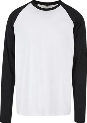 Produktbild von Build Your Brand Basic BB023 | Herren Contrast Raglan Longsleeve Langarmshirt - Farbe: White/Black - Größe: 4XL
