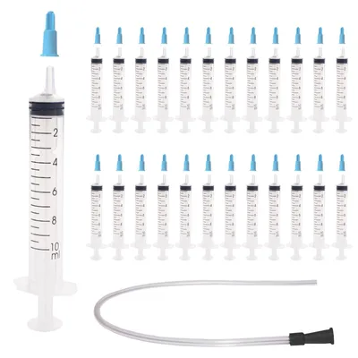 Produktbild von 25 Stück Dosierspritze ohne Nadel Spritze 10ml Verschlusskappen & 90 cm Schlauch